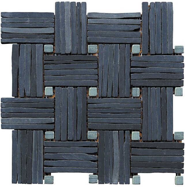 LS013-S Basketweave Interloacked Mosaic Blend - Black Slate