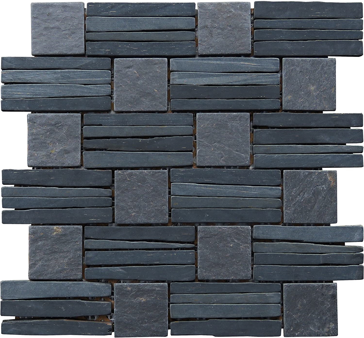 Basketweave Interlocked Mosaic - Black Slate