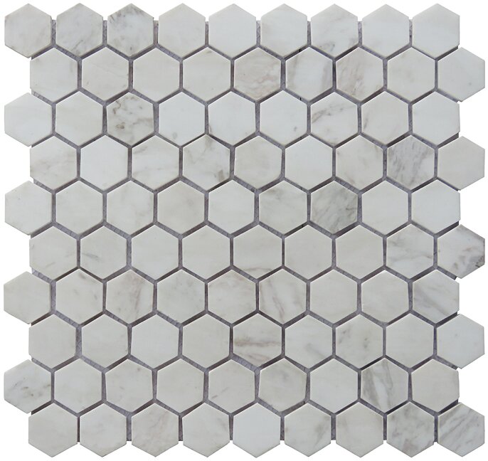 1.25 x 1.25 in. Carrara Stone Hexagon Mosaic