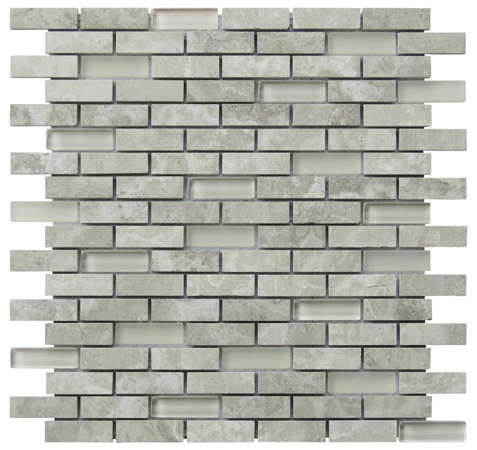 NS021-D 0.65 x 2 in. Limestone Tranquility Linear Mosaic Blend - Grey