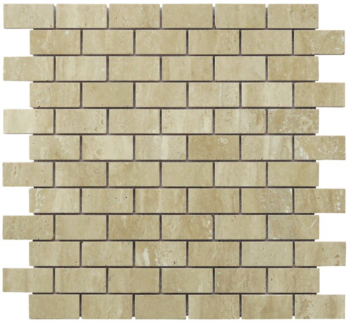 NS022-C 1 x 2 in. Travertine Stone Mini Brick Pattern Mosaic