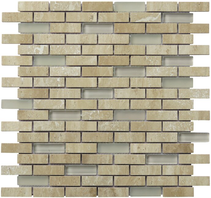 NS022-D 0.65 x 2 in. Travertine Stone Tranquility Linear Mosaic Blend