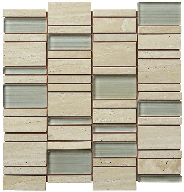 NS022-F Travertine Stone Linear Glass Blend