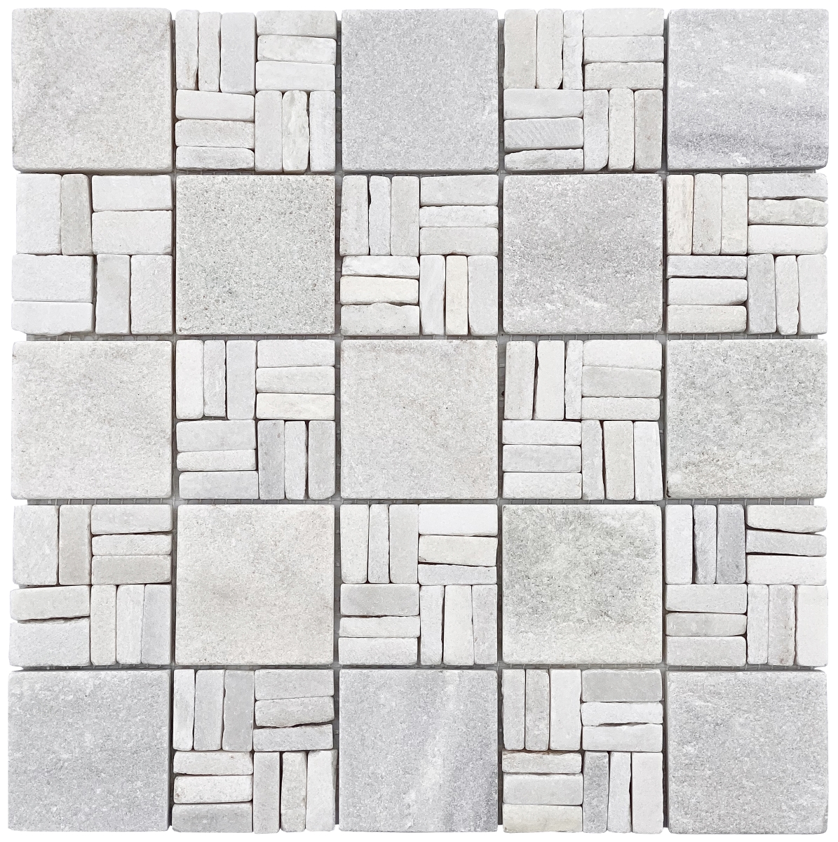 LS010H White Quartzite 2x2 Alternate Pattern Mosaic 12 X 3/8 X 12
