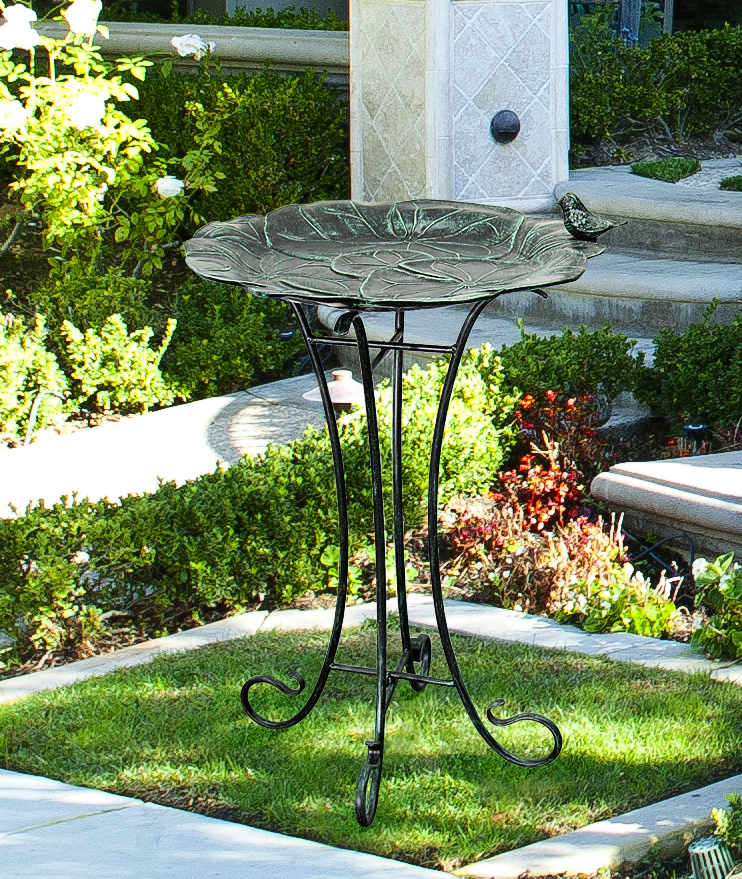 Picture of Innova Hearth & Home S873-51 Lily Pad Birdbath with Folding Stand - Verdigris