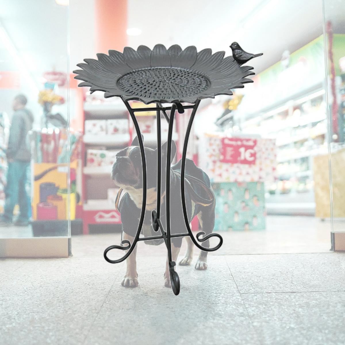 Picture of Innova Hearth &amp; Home C874-27 Sunflower Birdbath with wrought Iron Stand  Antique Black