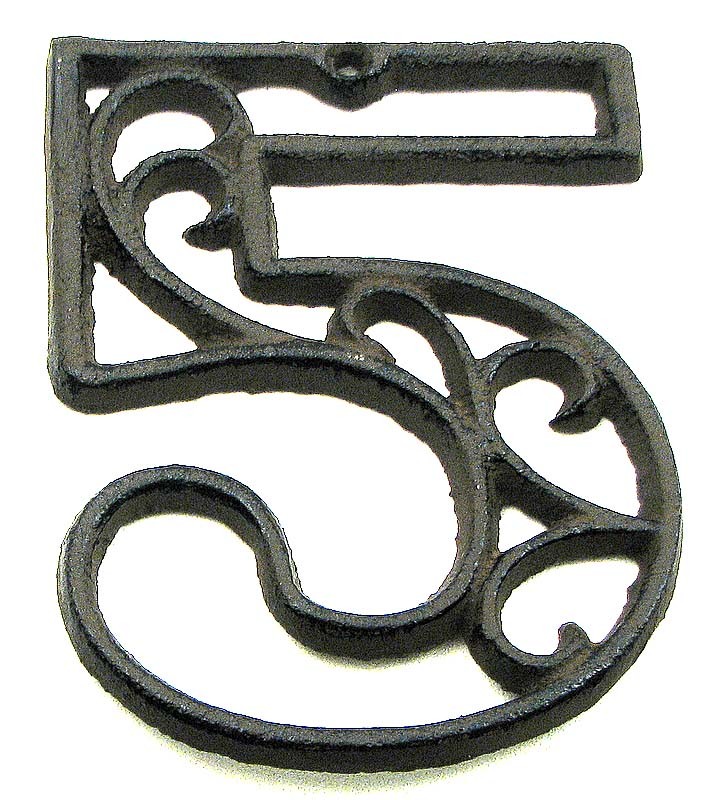 Cast Iron Number Five - Black