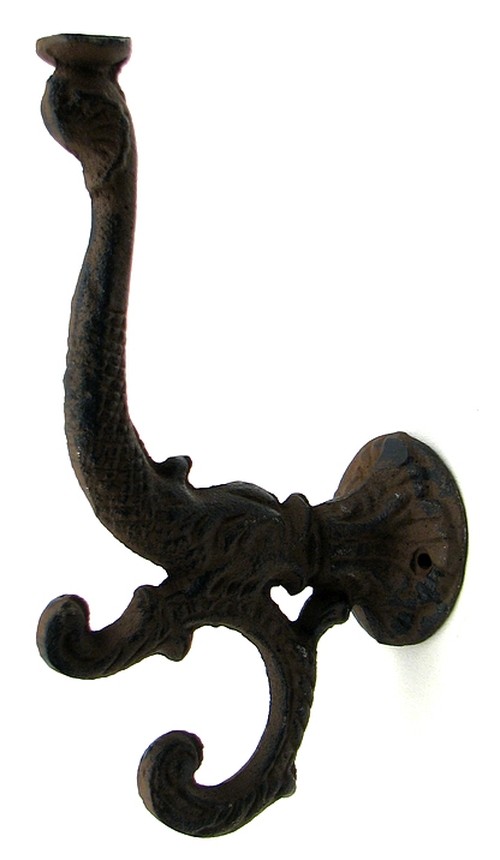 Cast Iron Rust Dolphin Hook, Set of 2 - Black
