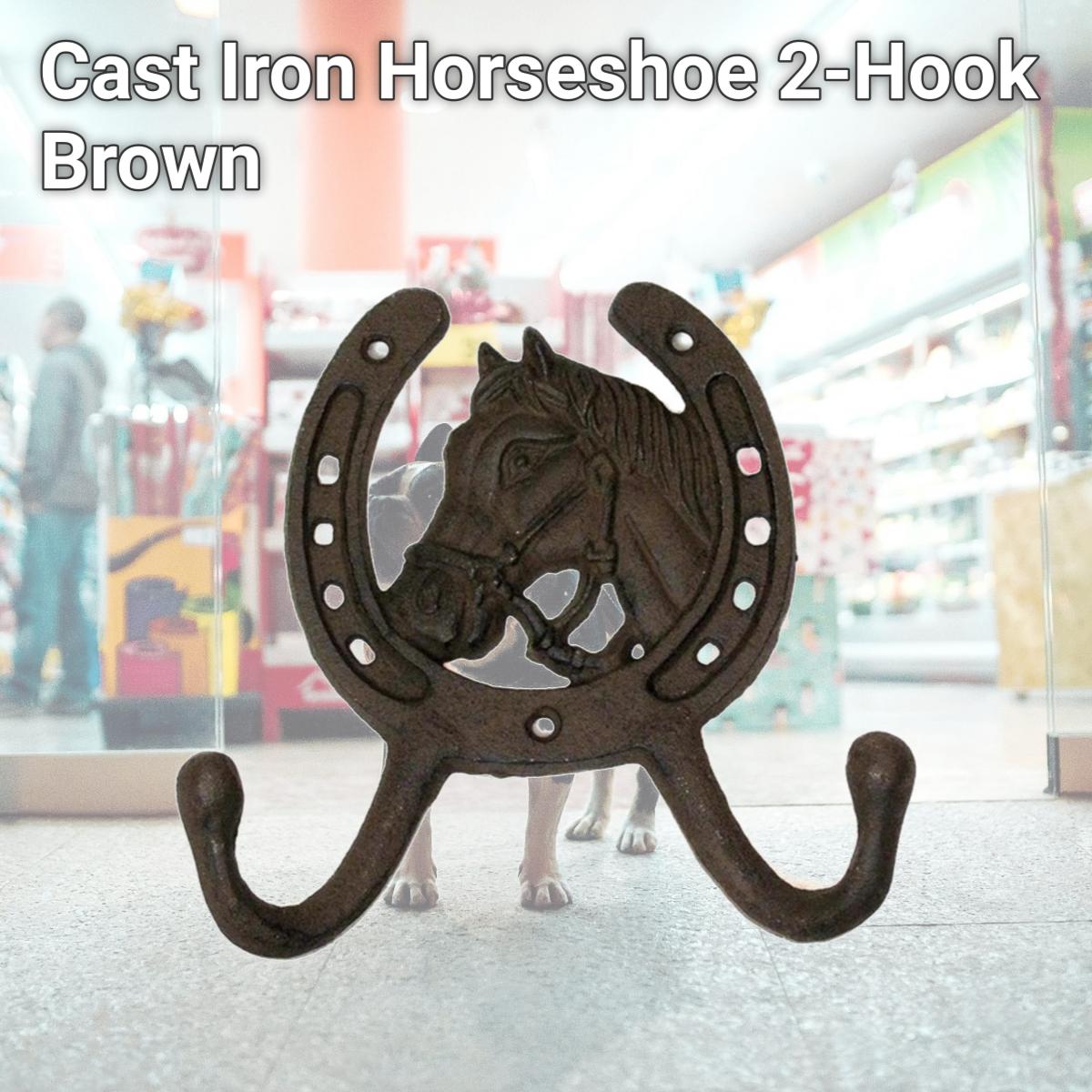 Picture of IWGAC 0170J-04202 Cast Iron Horseshoe 2-Hook, Brown