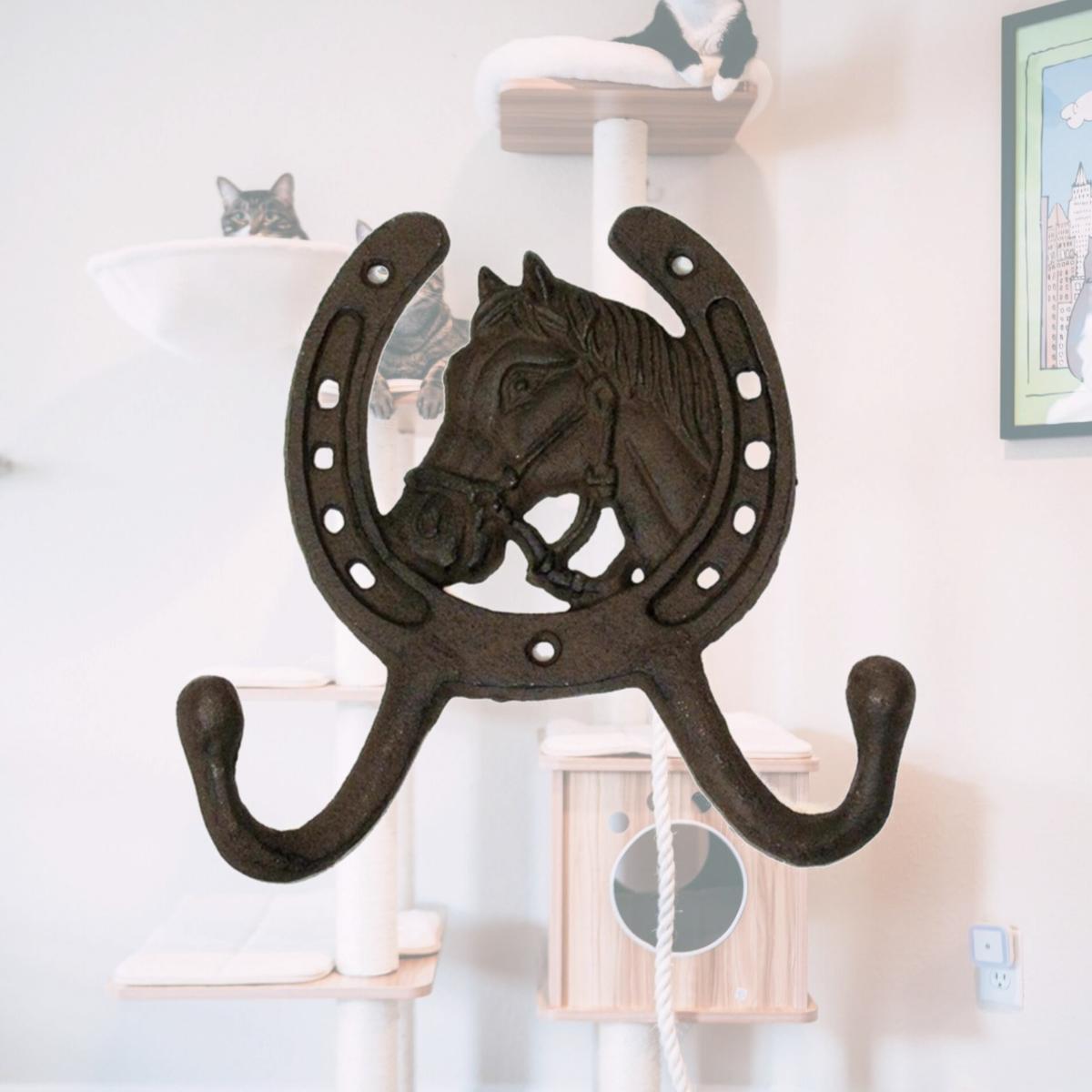 Picture of IWGAC 0170J-04202 Cast Iron Horseshoe 2-Hook, Brown