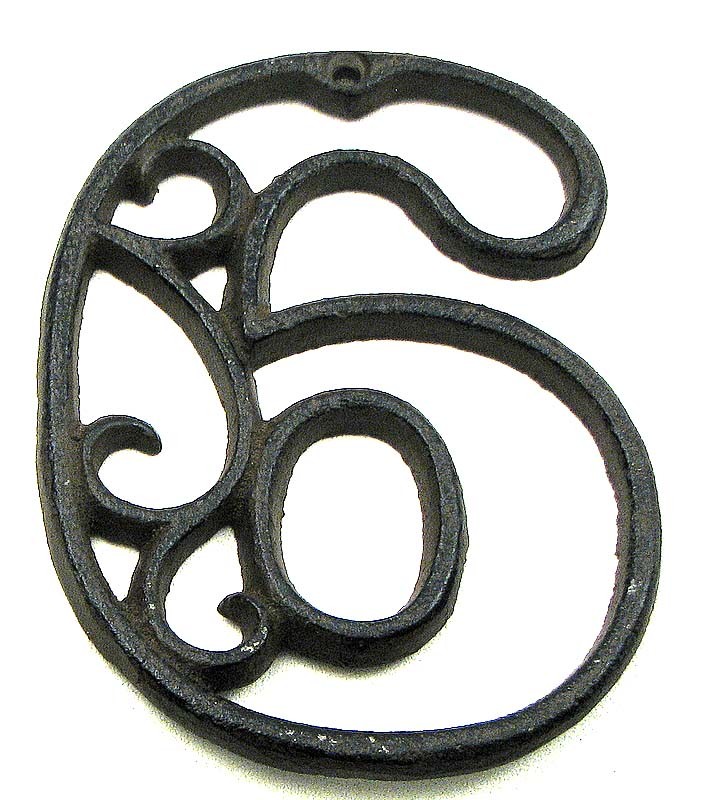 Cast Iron Number Six  Black
