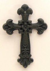 Fleur De Lis Wall Cross Cast Iron