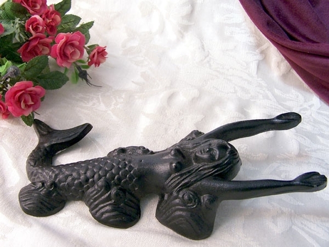 Cast Iron Black Mermaid Bootjack - Set of 2