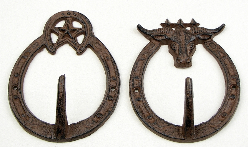 Horseshoe Cast Iron Hooks, Set of 2