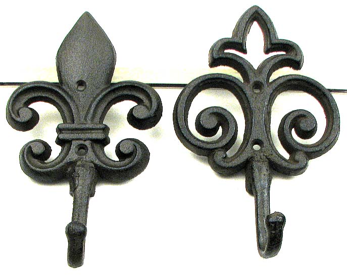Fleur De Lis Hooks, Set of 2