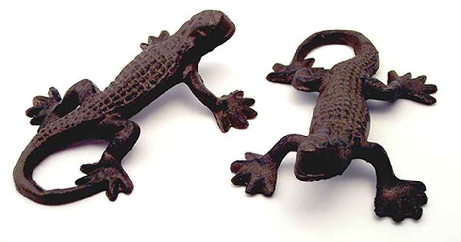 Cast Iron Rust Gecko Lizards - Pack of 4
