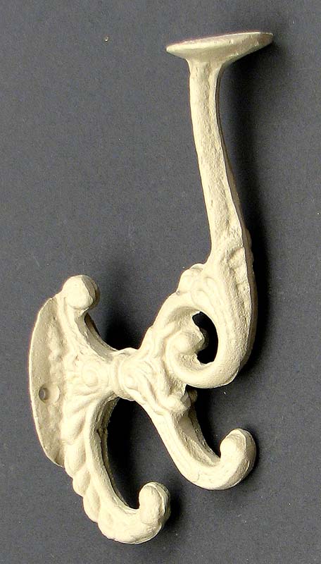 Cast Iron White Victorian Coat Hook - Set of 2