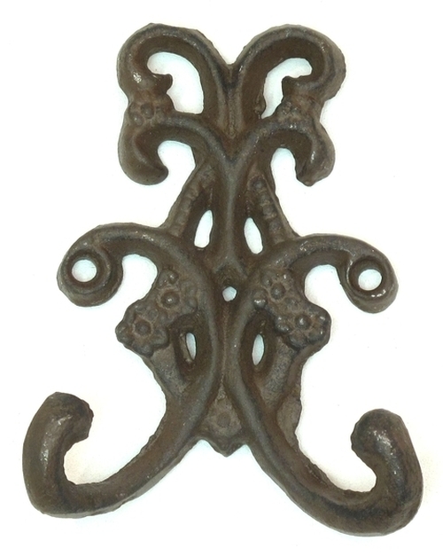 Rust Double Floral Hooks - Set of 6