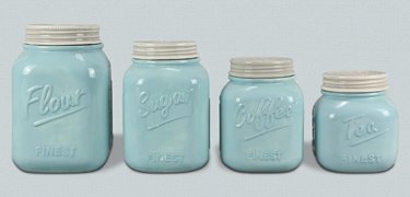 Picture of IWGAC 049-15651 Ceramic Canister Set, Blue - 4 Piece