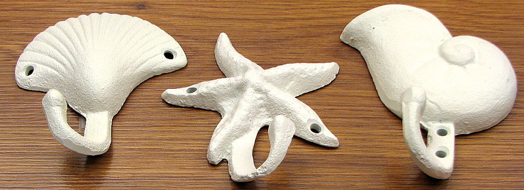 Seashell & Starfish Hooks - Set of 3