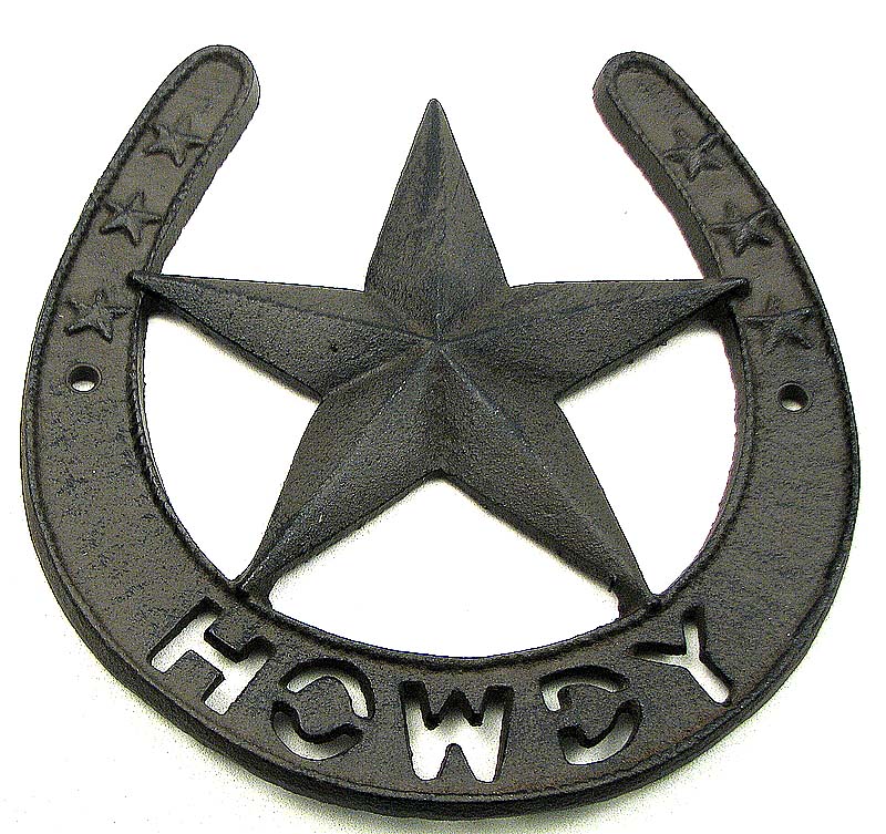 0184-10801 Cast Iron Horseshoe Howdy Plaque