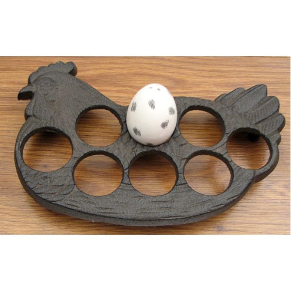 0184J-0731B Cast Iron Egg Holder, Antique Black