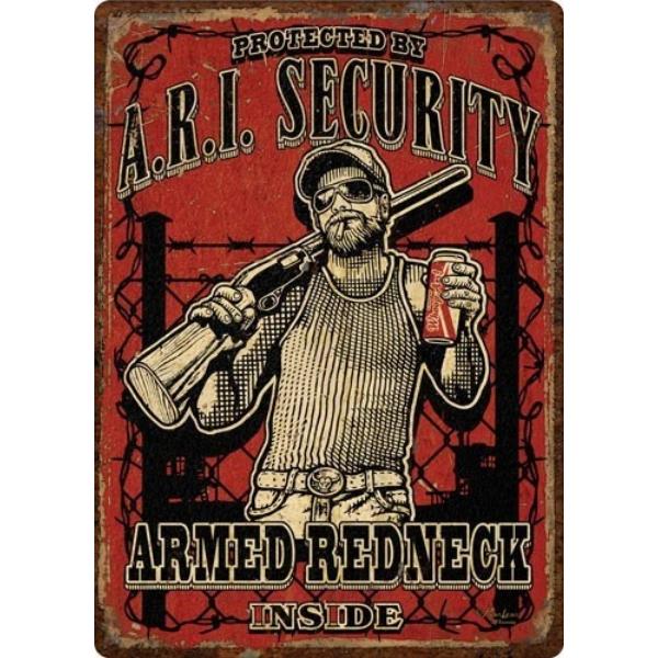017-2252 12.5 x 16 in. Rivers Edge Embossed Sign - Armed Redneck Inside