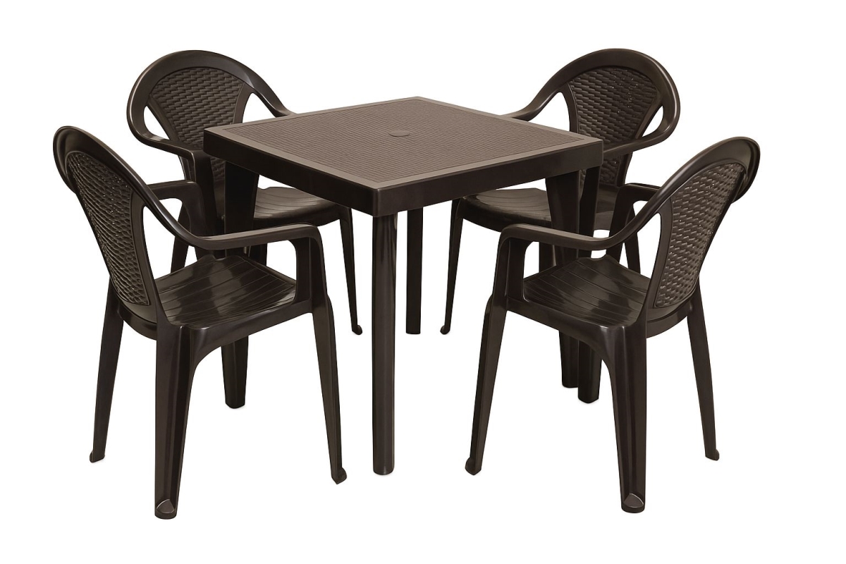 P400-WEN 5 Piece Unisex Espresso Chair & Table Set