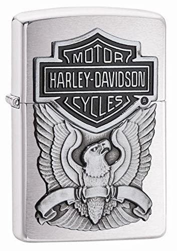 2024 Zippo Hd Emblem Brushed Chrome Lighter, Made In Usa