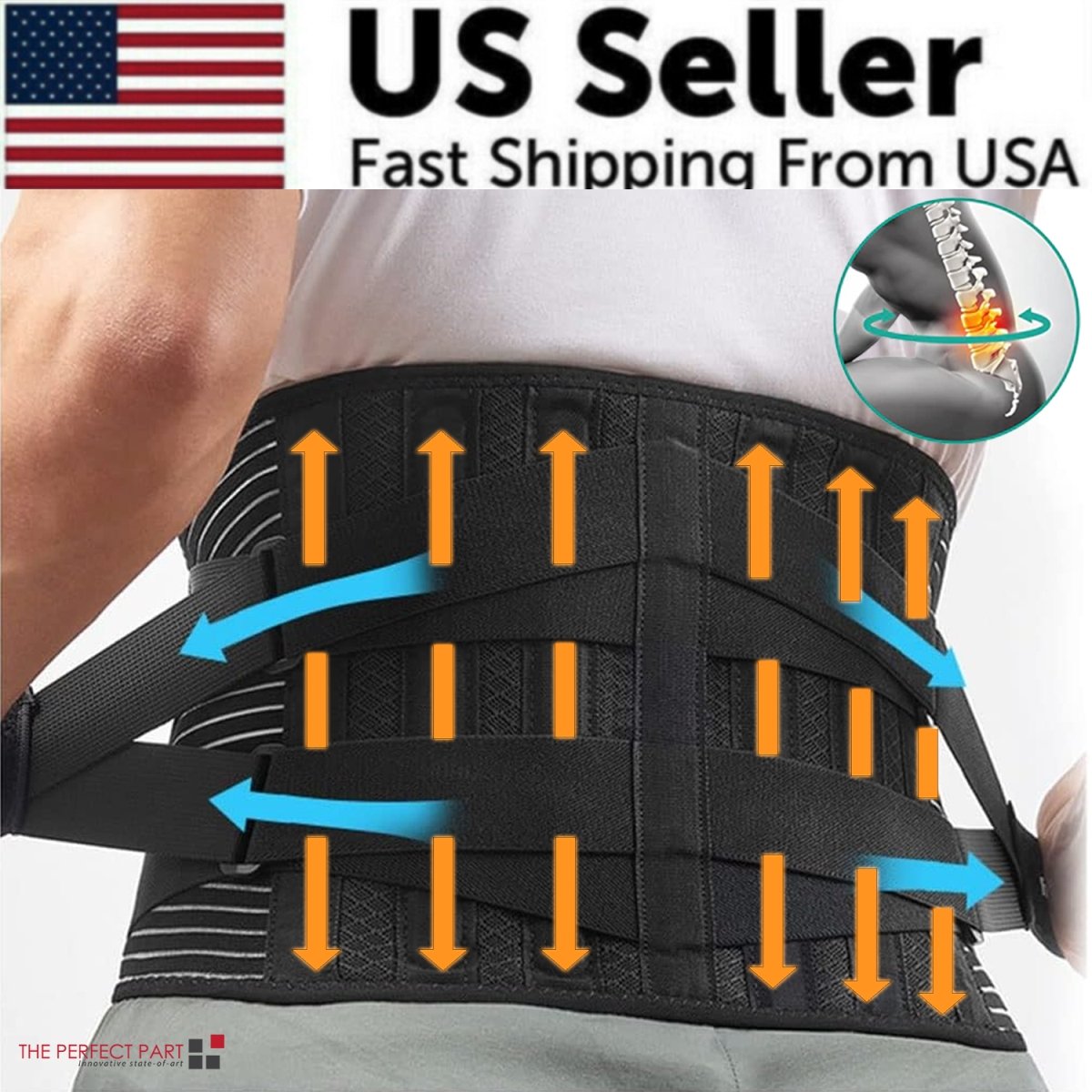 j89 Adjustable Lower Back Brace Lumbar Support Waist Belt For Men Women Pain Relief -  Jubilee inc