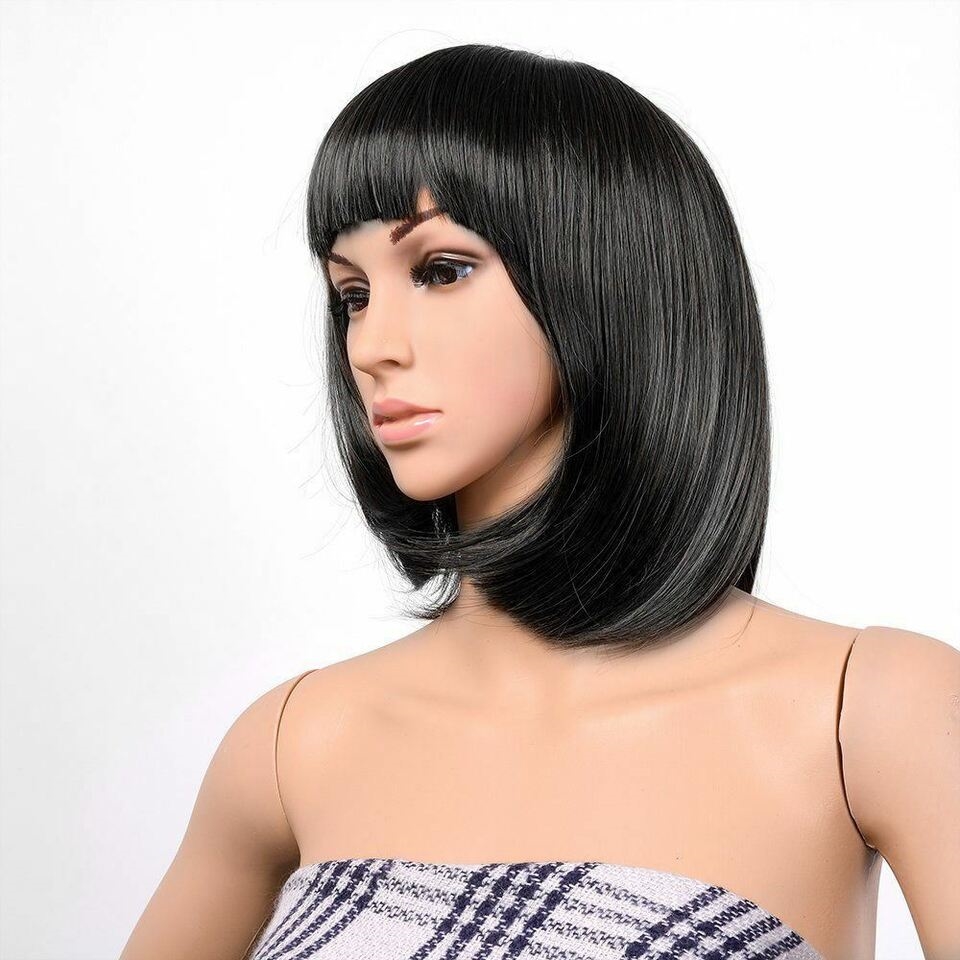 Picture of Jubilee inc j100 Lady Girl Bob Wig Women&apos;s Short Straight Bangs Full Hair Wigs Cosplay Party&#44; black