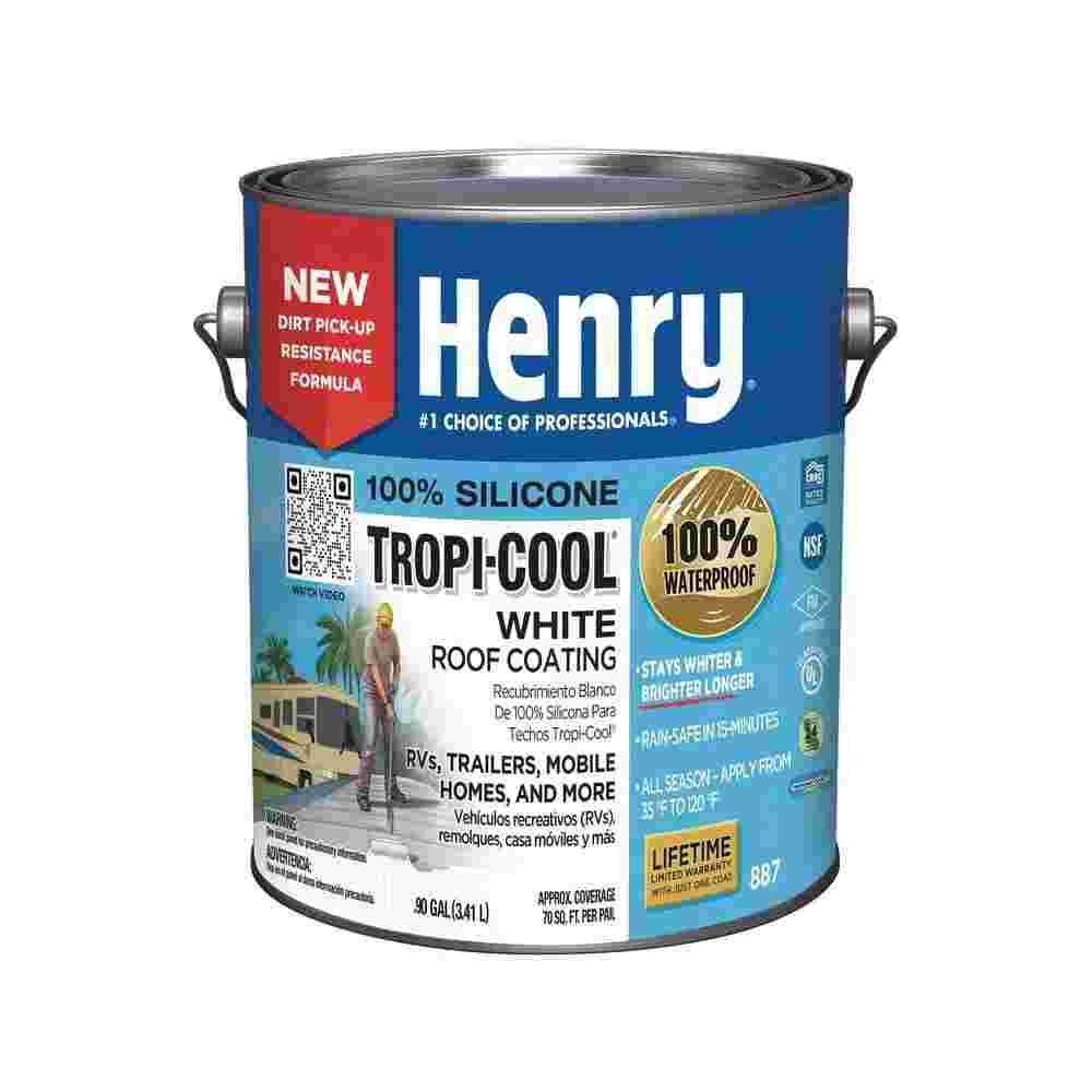 Picture of Jubilee j180 0.90 gal Henry 887 Tropi-Cool 100 Percent Silicone Waterproof White Roof Coating