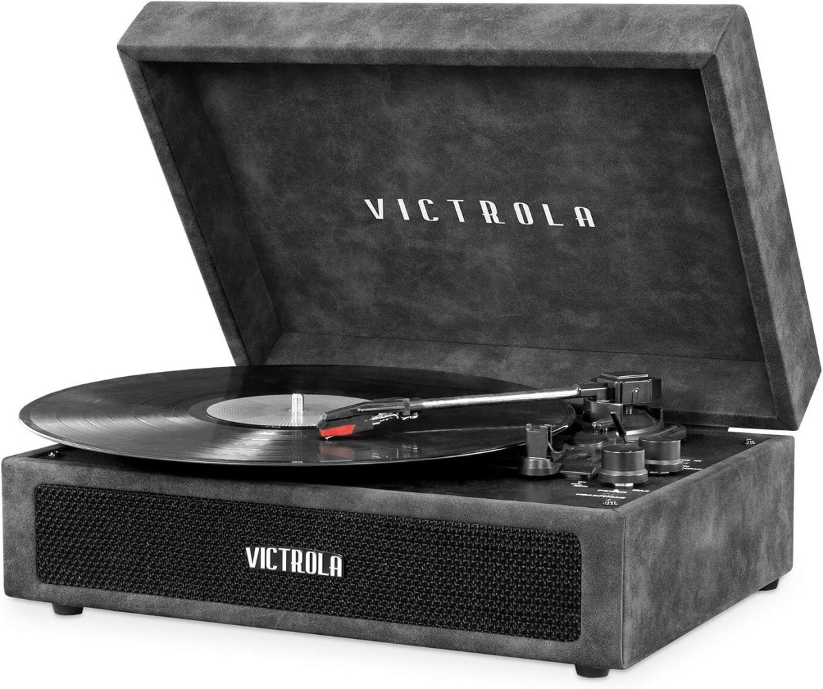 Picture of Jubilee j177 Victrola 3-Speed Bluetooth Portable Stereo Turntable Record Player&#44; Gray
