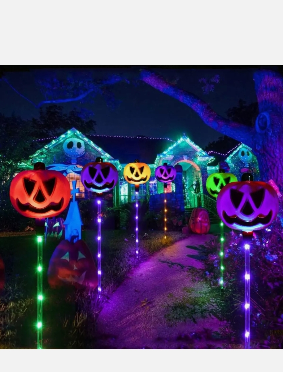Picture of Jubilee inc  J258 6PCS Solar Halloween Outdoor Decorations Pumpkin Pathway Lights Color Changing