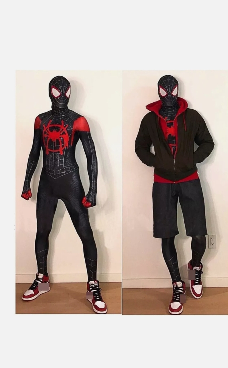Picture of Jubilee inc J252 Spiderman Miles Morales Halloween Costume Cosplay Mens Jumpsuit Spandex Bodysuit