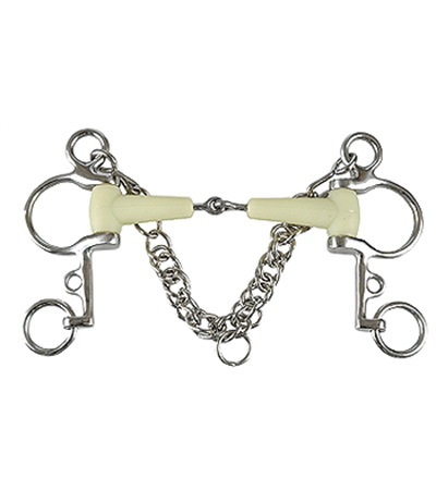 212511P-4-1-2 4.5 in. Apple Pelham Bit with Stainless Steel Rings