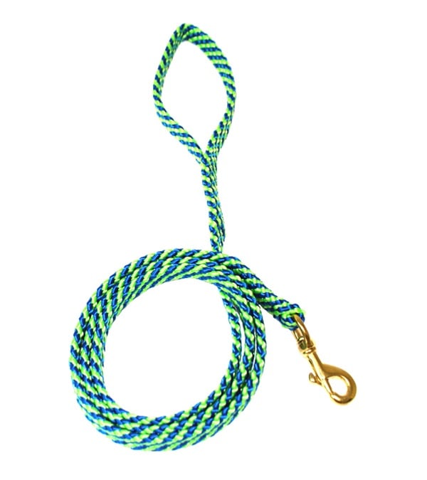Picture of Lone Wolf 3644-LGB 0.62 in. Lone Wolf Flat Braided Rope Lead with Snap - Lime Green & Blue