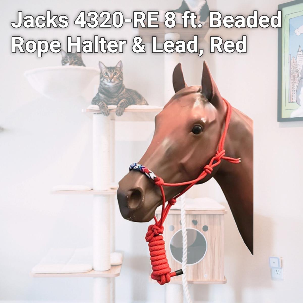 Picture of Jacks 4320-RE 8 ft. Beaded Rope Halter & Lead&#44; Red