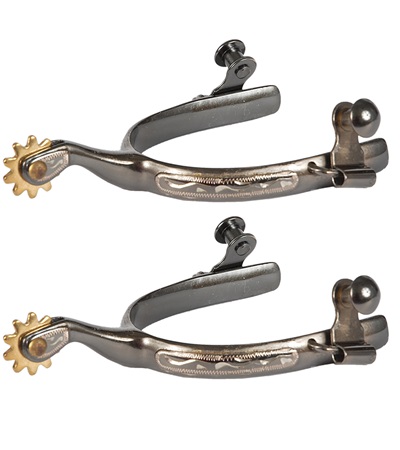 11120-L Ladies Midnight Blue Steel & Silver Roping Spurs