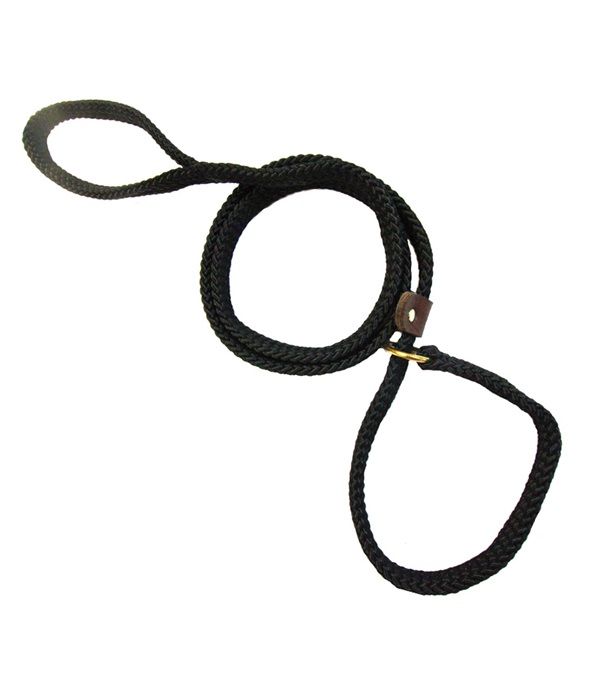 Flat Braided Rope Lead with Slip, Black - 0.62 in.
