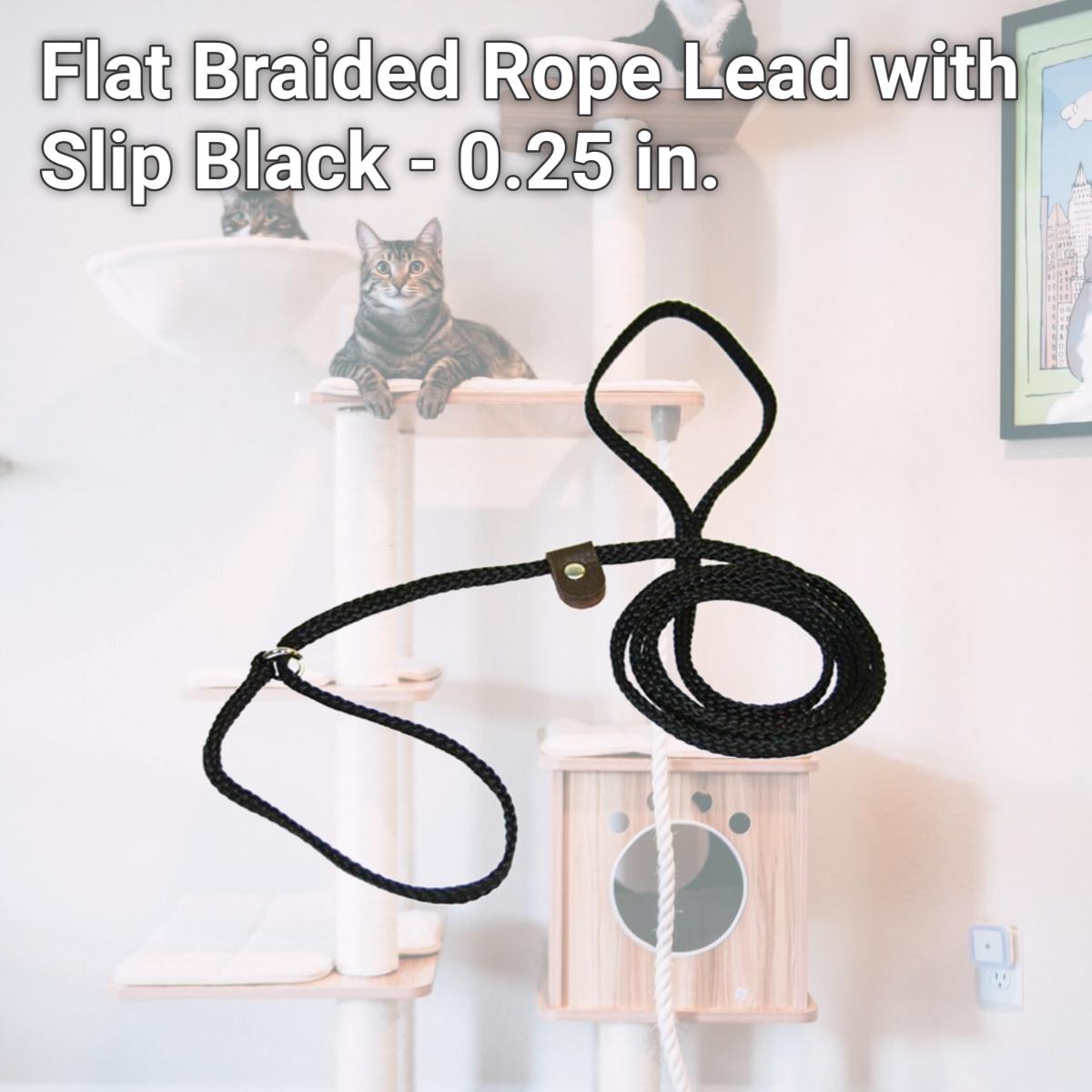 Picture of Lone Wolf 3647-BK Flat Braided Rope Lead with Slip, Black - 0.25 in.