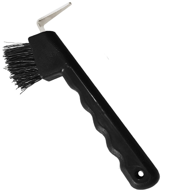 Hoof Pick with Brush, Neon Yellow