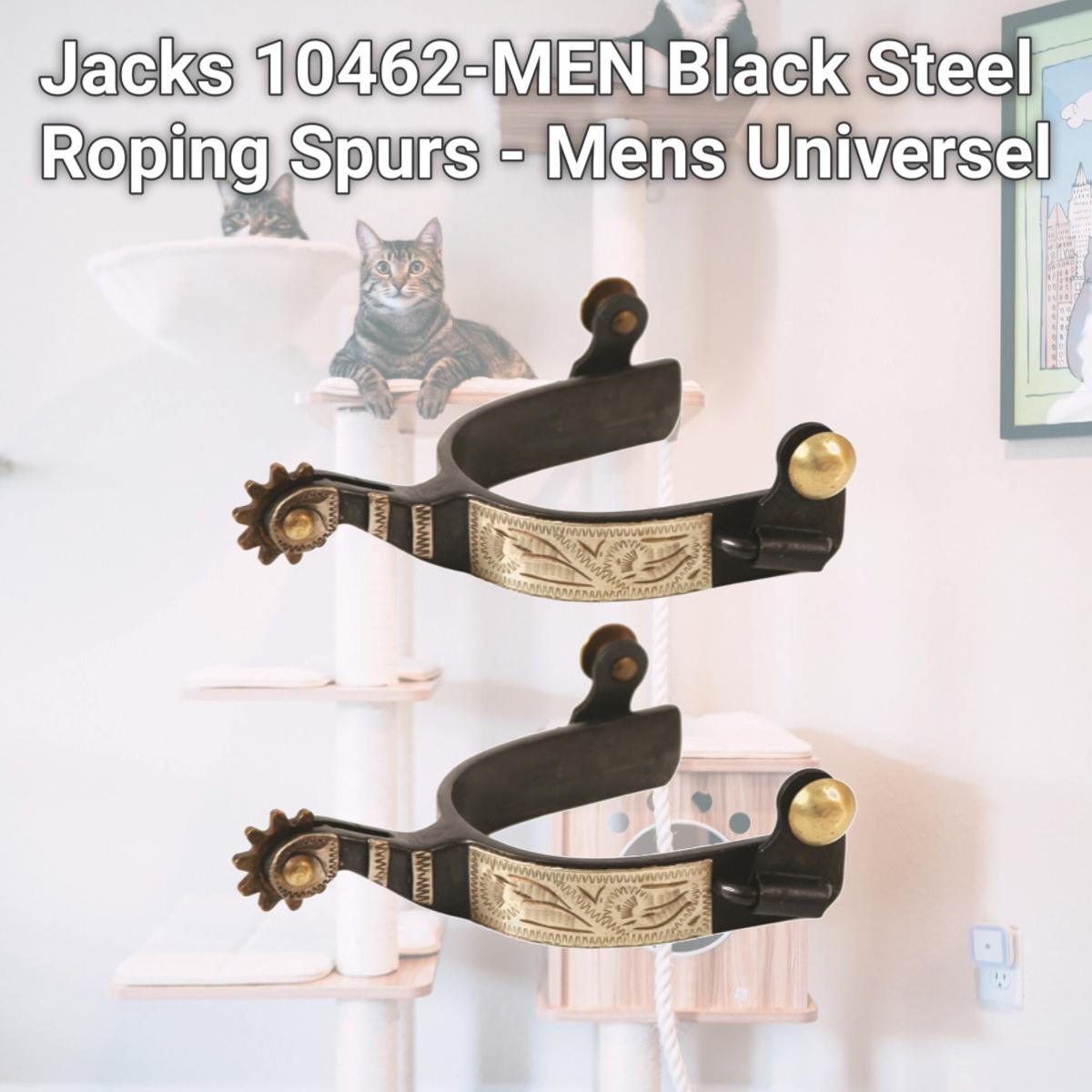 Picture of Jacks 10462-MEN Black Steel Roping Spurs - Mens Universel