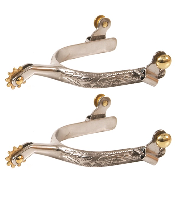 Picture of Jacks 10466-LAD Stainless Steel Spurs with Leaf Design - Ladys Universel