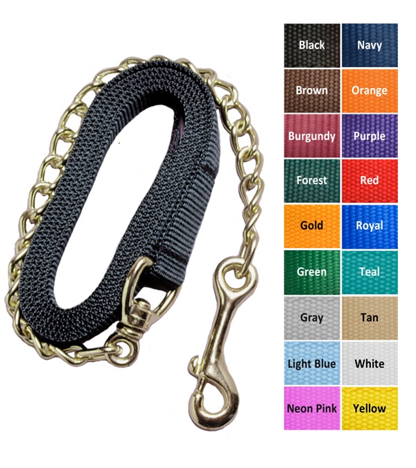 Single Thick Lead Shank with 20 in. Brass Plated Chain, Burgundy