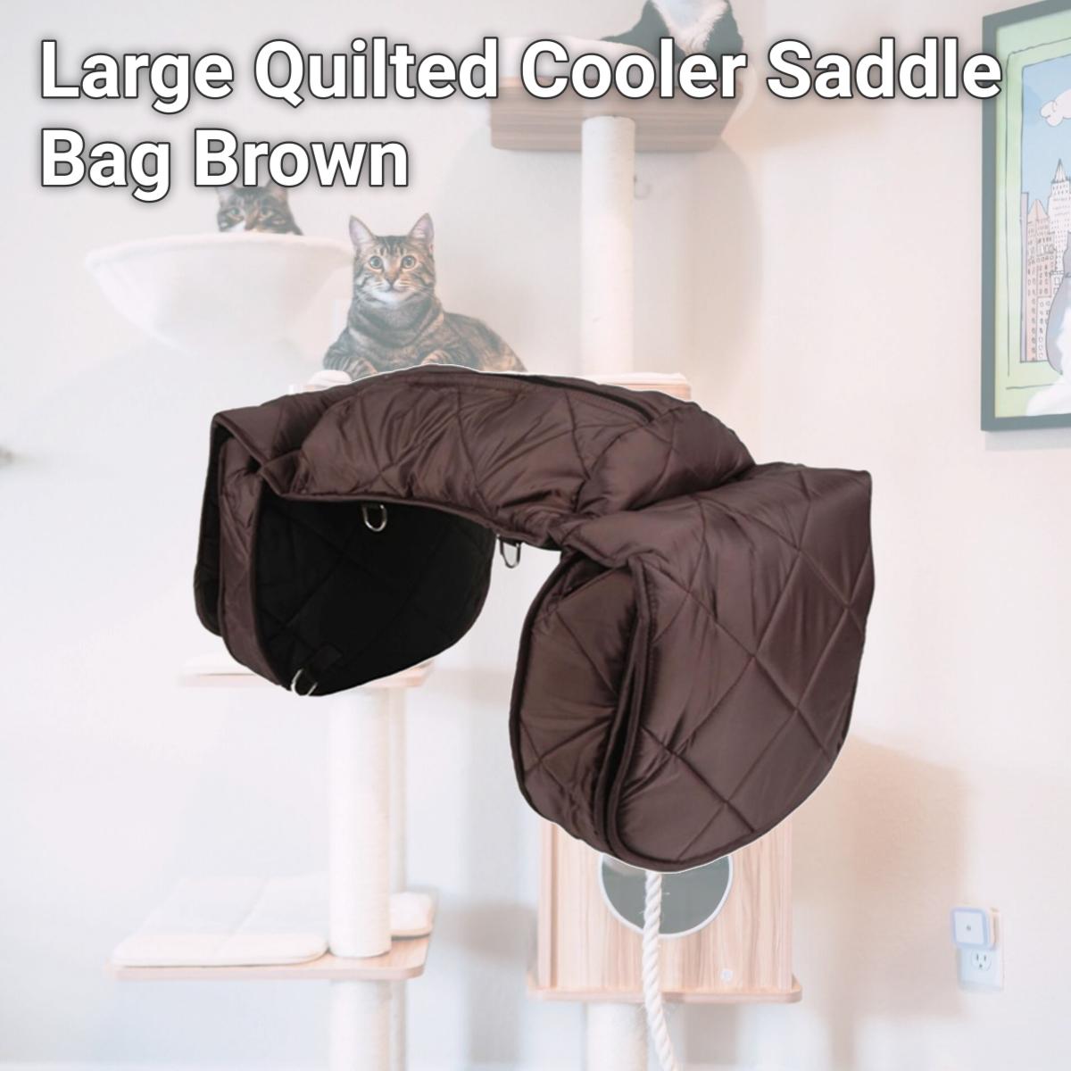 Picture of Jacks Imports 34-BR Large Quilted Cooler Saddle Bag, Brown