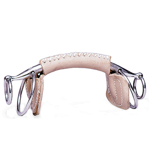 64 Leather Covered Double Extension Ring Snaffle Bit