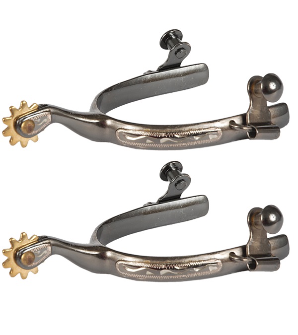Picture of Jacks 11120-Y Midnight Blue Steel Silver Roping Spurs Youth