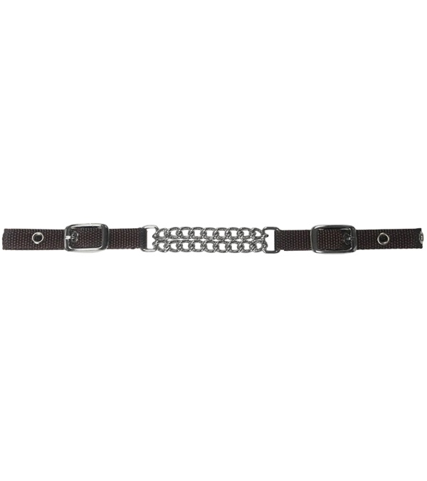 Double Row Flat Link Curb Strap, Brown