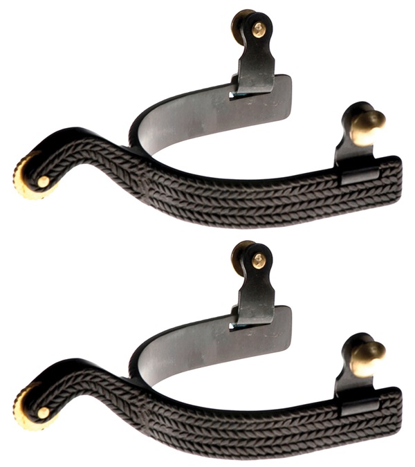 Picture of Jacks 11081 Black Steel Basket Weave Roping Spurs